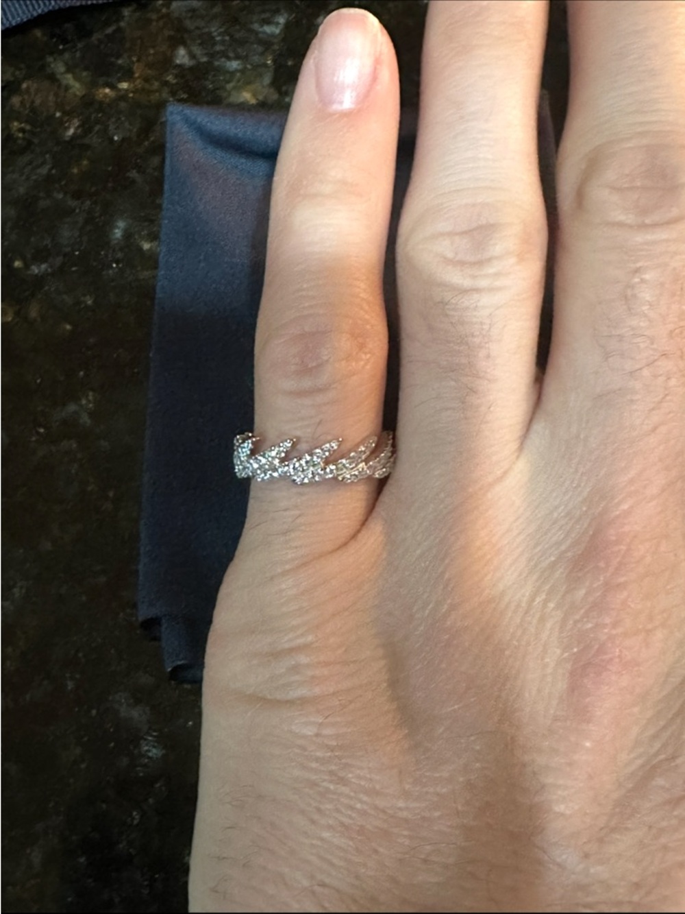 APM Monaco Wave Pavé Ring | NWB | Silver Crystal Statement Ring | EU 50/US 5–5.5